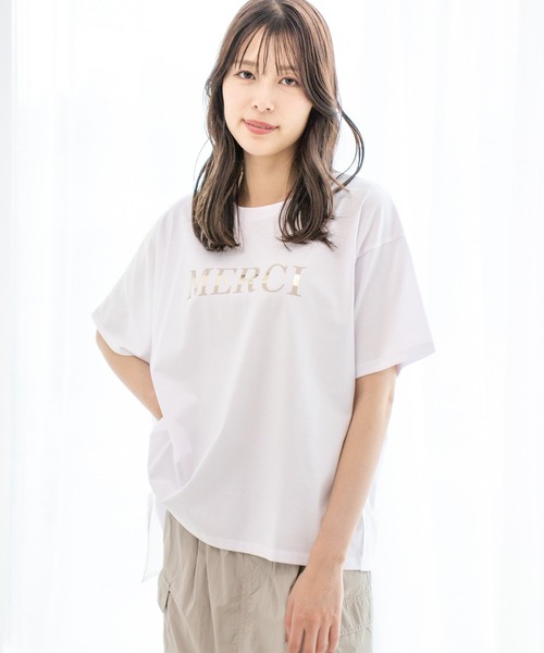 Jayro（ジャイロ）の「DRY COTTON  箔ラインロゴTシャツ（Tシャツ/カットソー・レディース・ブラック/グレー系その他/ホワイト系その他・FREE）」の10枚目の写真