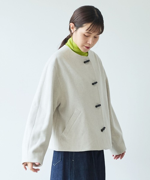 美品 yuni 24AW ウールスーパー100 トグルボタン ショートコート yuni（ユニ ）の「ウールスーパー100 トグルボタン ショートコート