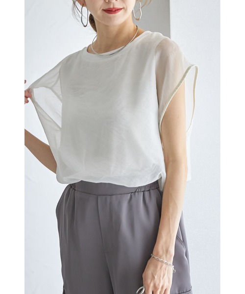 &. NOSTALGIA(アンドドットノスタルジア)の「【ZOZO限定】オーガンジーレイヤードプルオーバー(Tシャツ/カットソー・レディース・オフホワイト/ブラック・M)」の21枚目の写真
