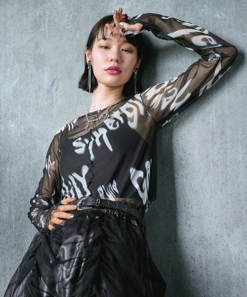 HARE（ハレ）の「【EDGY MODE】2WAYシアーガラタイトT（Tシャツ/カットソー・レディース・ブラック/ホワイト・FREE）」の11枚目の写真