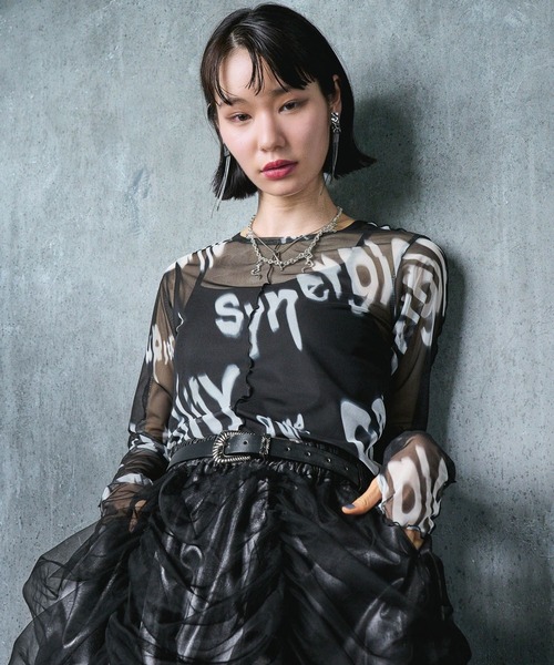 HARE（ハレ）の「【EDGY MODE】2WAYシアーガラタイトT（Tシャツ/カットソー・レディース・ブラック/ホワイト・FREE）」の13枚目の写真