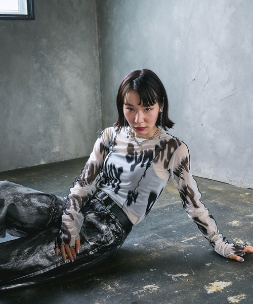 HARE（ハレ）の「【EDGY MODE】2WAYシアーガラタイトT（Tシャツ/カットソー・レディース・ブラック/ホワイト・FREE）」の18枚目の写真