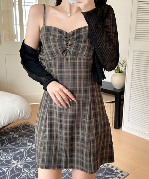 SpRay（スプレイ）の「チェックミニキャミワンピース（ワンピース・レディース・ダークブラウン/ネイビー/ダークグリーン/ブラウン・FREE）」の16枚目の写真