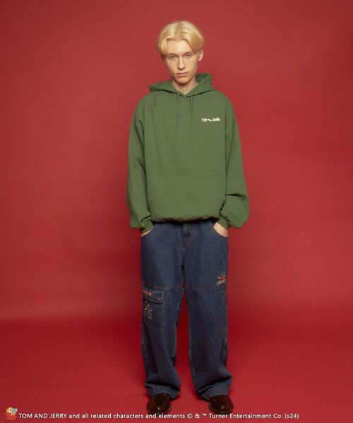 【セール】【SEQUENZ（シークエンズ）】TJ FUNNY FUNNY P/K / ワンポイント オーバーサイズ 刺繍 ストリート スケーター 裏起毛（パーカー）｜TOM&JERRY（トムアンドジェリー）