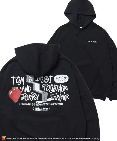 【セール】【SEQUENZ（シークエンズ）】TJ FUNNY FUNNY P/K / ワンポイント オーバーサイズ 刺繍 ストリート スケーター 裏起毛（パーカー）｜TOM&JERRY（トムアンドジェリー）