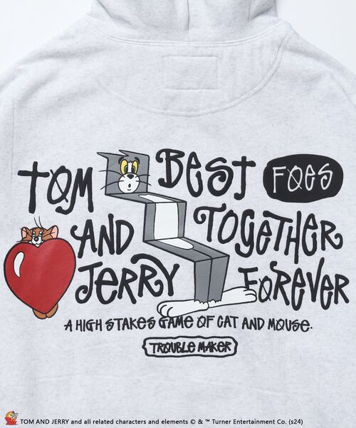 【セール】【SEQUENZ（シークエンズ）】TJ FUNNY FUNNY P/K / ワンポイント オーバーサイズ 刺繍 ストリート スケーター 裏起毛（パーカー）｜TOM&JERRY（トムアンドジェリー）