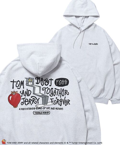 【セール】【SEQUENZ（シークエンズ）】TJ FUNNY FUNNY P/K / ワンポイント オーバーサイズ 刺繍 ストリート スケーター 裏起毛（パーカー）｜TOM&JERRY（トムアンドジェリー）
