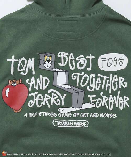 【セール】【SEQUENZ（シークエンズ）】TJ FUNNY FUNNY P/K / ワンポイント オーバーサイズ 刺繍 ストリート スケーター 裏起毛（パーカー）｜TOM&JERRY（トムアンドジェリー）