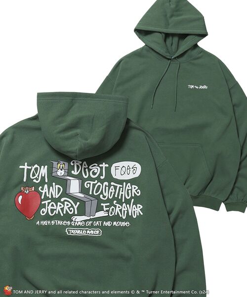 【セール】【SEQUENZ（シークエンズ）】TJ FUNNY FUNNY P/K / ワンポイント オーバーサイズ 刺繍 ストリート スケーター 裏起毛（パーカー）｜TOM&JERRY（トムアンドジェリー）