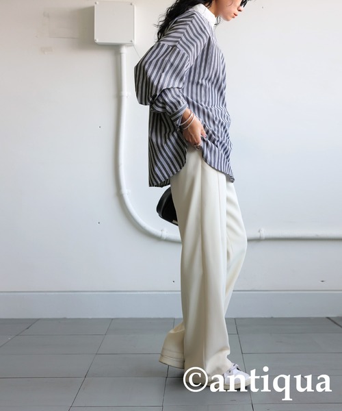 antiqua(アンティカ)の「アシメストライプシャツ(シャツ/ブラウス・レディース・ブラック・ONESIZE)」の9枚目の写真