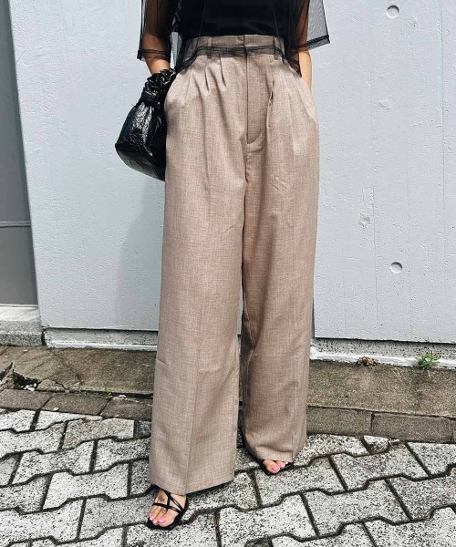 esutoreja(エストレジャ)の「ハイウエストタックワイドパンツ(その他パンツ・レディース・ベージュ/ブラック/ブラウン・FREE)」の3枚目の写真