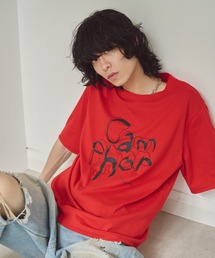 camphor scrawl embroidery tee / 手書きチェーン刺繍ロゴグラフィックTシャツ