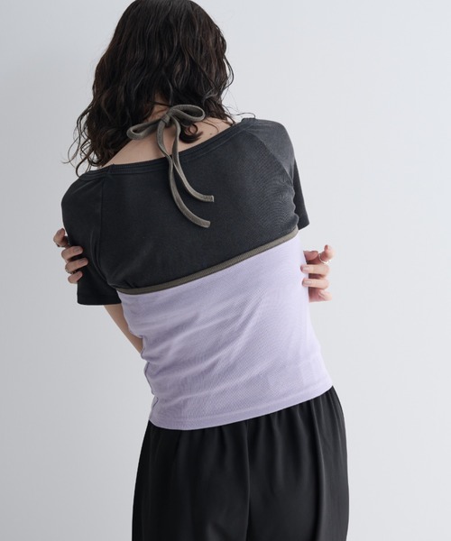 MERLOT（メルロー）の「パイピングホルターネックキャミソール（キャミソール・レディース・ホワイト/イエロー/パープル・FREE）」の2枚目の写真