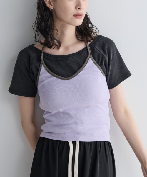 MERLOT（メルロー）の「パイピングホルターネックキャミソール（キャミソール・レディース・ホワイト/イエロー/パープル・FREE）」の15枚目の写真