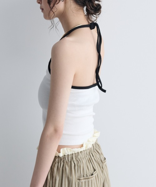 MERLOT（メルロー）の「パイピングホルターネックキャミソール（キャミソール・レディース・ホワイト/イエロー/パープル・FREE）」の5枚目の写真