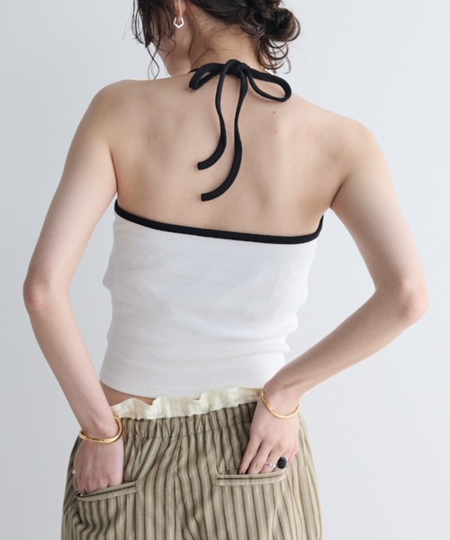 MERLOT（メルロー）の「パイピングホルターネックキャミソール（キャミソール・レディース・ホワイト/イエロー/パープル・FREE）」の6枚目の写真