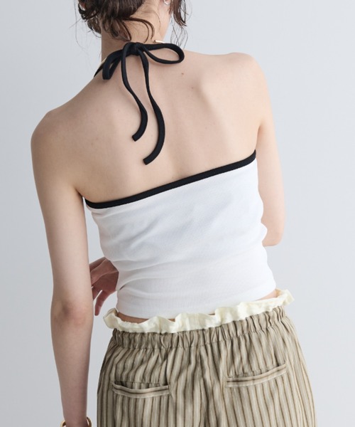 MERLOT（メルロー）の「パイピングホルターネックキャミソール（キャミソール・レディース・ホワイト/イエロー/パープル・FREE）」の7枚目の写真