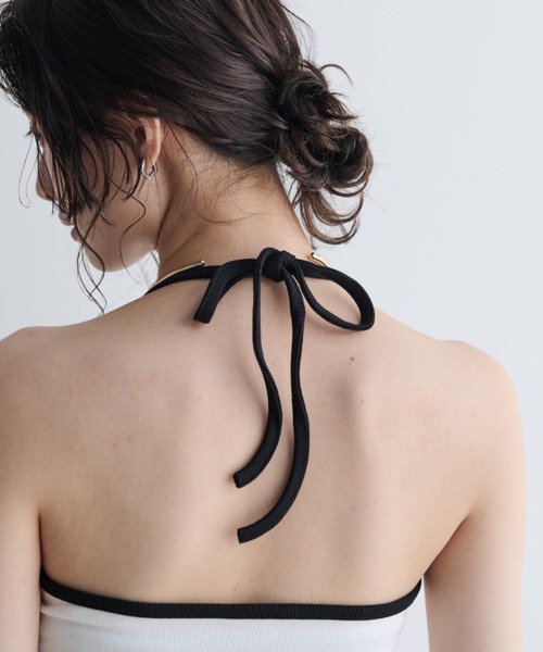 MERLOT（メルロー）の「パイピングホルターネックキャミソール（キャミソール・レディース・ホワイト/イエロー/パープル・FREE）」の12枚目の写真