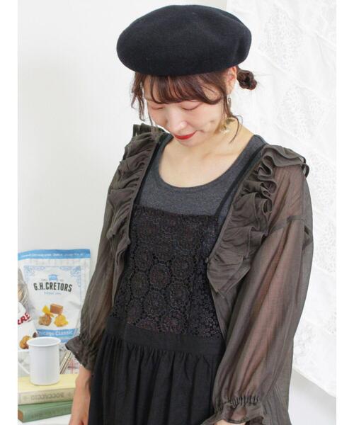 Samansa Mos2（サマンサ モスモス）の「胸元レース切替キャミワンピース（ワンピース・レディース・ベージュ/ブラック/ボルドー・F）」の2枚目の写真