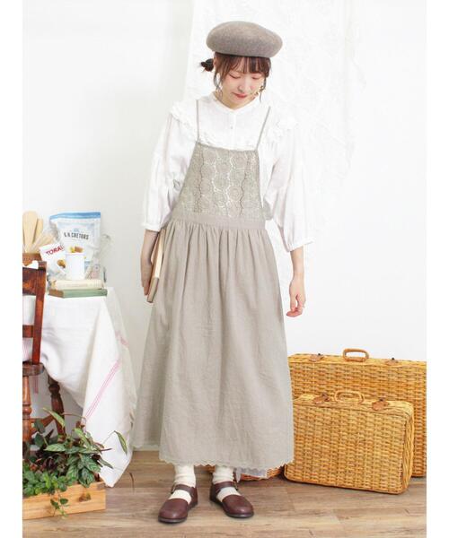 Samansa Mos2（サマンサ モスモス）の「胸元レース切替キャミワンピース（ワンピース・レディース・ベージュ/ブラック/ボルドー・F）」の4枚目の写真