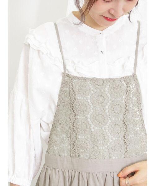 Samansa Mos2（サマンサ モスモス）の「胸元レース切替キャミワンピース（ワンピース・レディース・ベージュ/ブラック/ボルドー・F）」の6枚目の写真