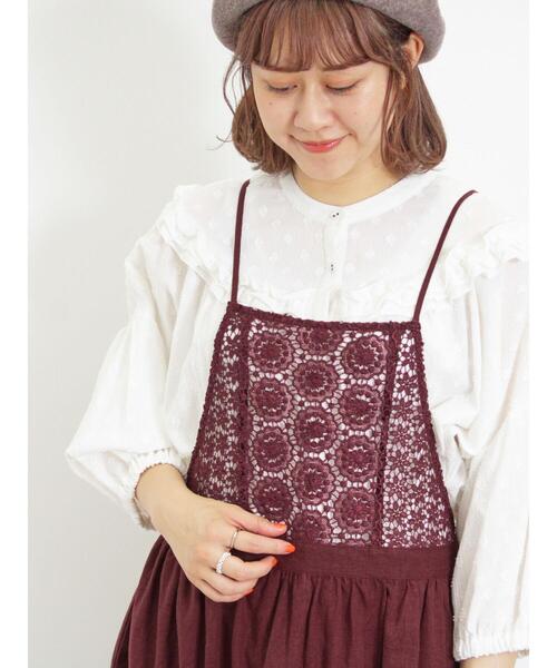 Samansa Mos2（サマンサ モスモス）の「胸元レース切替キャミワンピース（ワンピース・レディース・ベージュ/ブラック/ボルドー・F）」の14枚目の写真