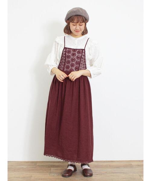 Samansa Mos2（サマンサ モスモス）の「胸元レース切替キャミワンピース（ワンピース・レディース・ベージュ/ブラック/ボルドー・F）」の15枚目の写真