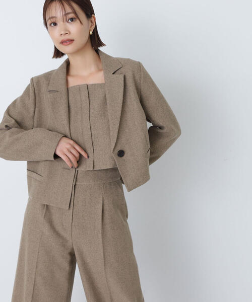 NATURAL BEAUTY BASIC(ナチュラルビューティーベーシック)の「◇<ツイーディーセットアップ>ビスチェ&ワイドパンツ(パンツドレス・レディース・ベージュ/グレー・SMALL/MEDIUM)」の18枚目の写真