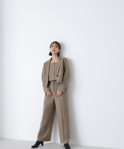 NATURAL BEAUTY BASIC(ナチュラルビューティーベーシック)の「◇<ツイーディーセットアップ>ビスチェ&ワイドパンツ(パンツドレス・レディース・ベージュ/グレー・SMALL/MEDIUM)」の19枚目の写真