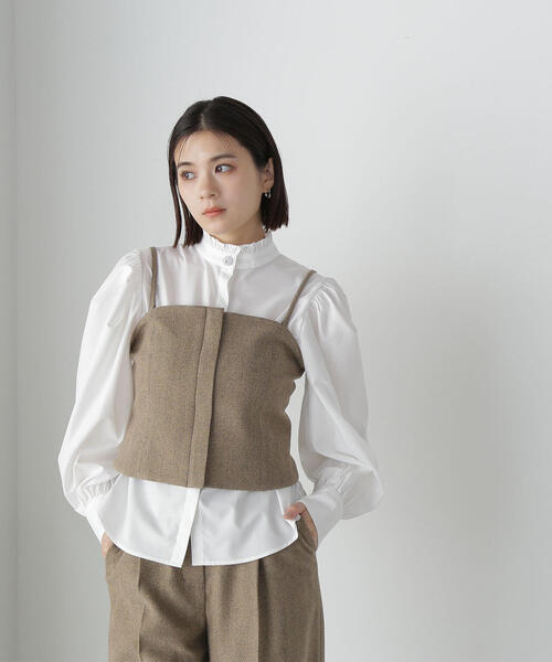 NATURAL BEAUTY BASIC(ナチュラルビューティーベーシック)の「◇<ツイーディーセットアップ>ビスチェ&ワイドパンツ(パンツドレス・レディース・ベージュ/グレー・SMALL/MEDIUM)」の20枚目の写真