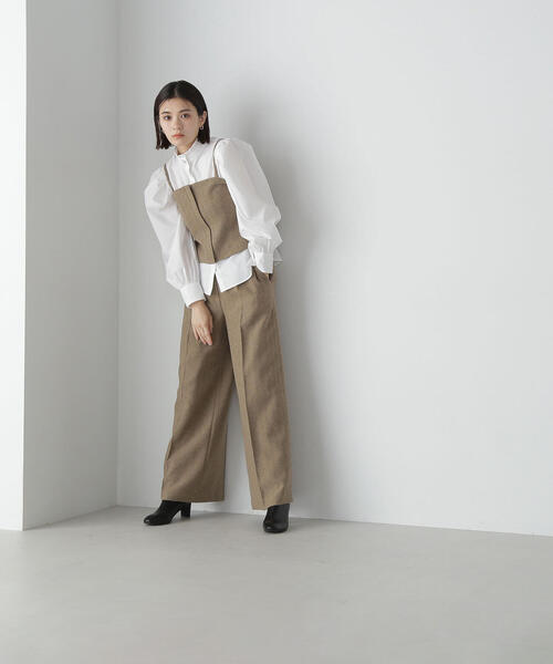 NATURAL BEAUTY BASIC(ナチュラルビューティーベーシック)の「◇<ツイーディーセットアップ>ビスチェ&ワイドパンツ(パンツドレス・レディース・ベージュ/グレー・SMALL/MEDIUM)」の21枚目の写真