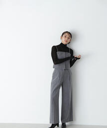 NATURAL BEAUTY BASIC | ◇＜ツイーディーセットアップ＞ビスチェ＆ワイドパンツ(パンツドレス)