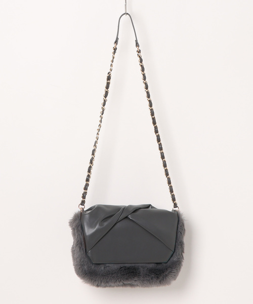 【セール】リボンハンドルフェイクファーショルダーバッグ（ショルダーバッグ）｜EDIT COLOGNE（エディットコロン）