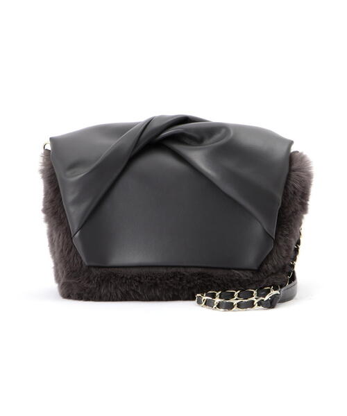 EDIT COLOGNE（エディットコロン）の「リボンハンドルフェイクファーショルダーバッグ（ショルダーバッグ・レディース・グレー/ベージュ・ﾌﾘ-）」の3枚目の写真