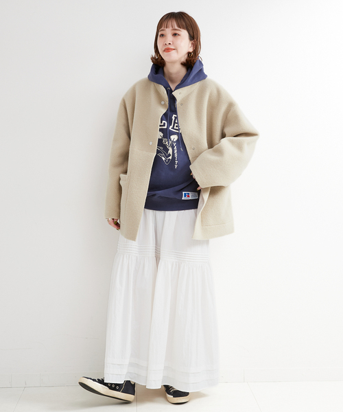 B.C STOCK（ベーセーストック）の「リバーシブルミドル丈ムートンコート（ムートンコート・レディース・ベージュ/ブラック・FREE）」の21枚目の写真