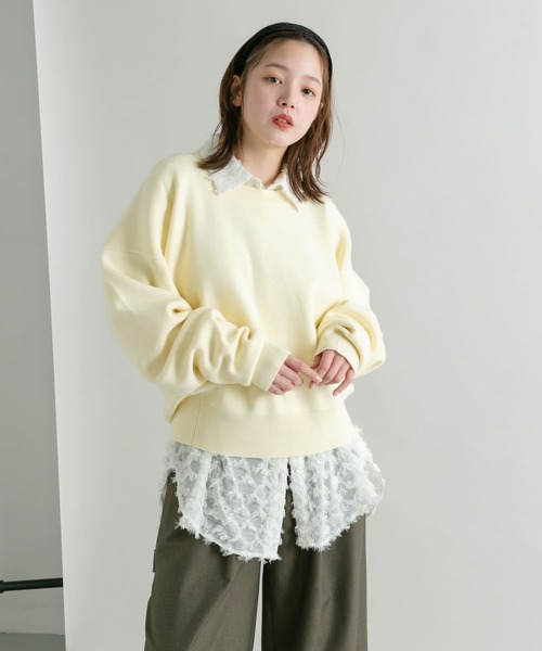 KBF（ケイビーエフ）の「フロントギャザーフェザーシャツ（シャツ/ブラウス・レディース・ブラック/オフホワイト/ブルー・ONE）」の11枚目の写真