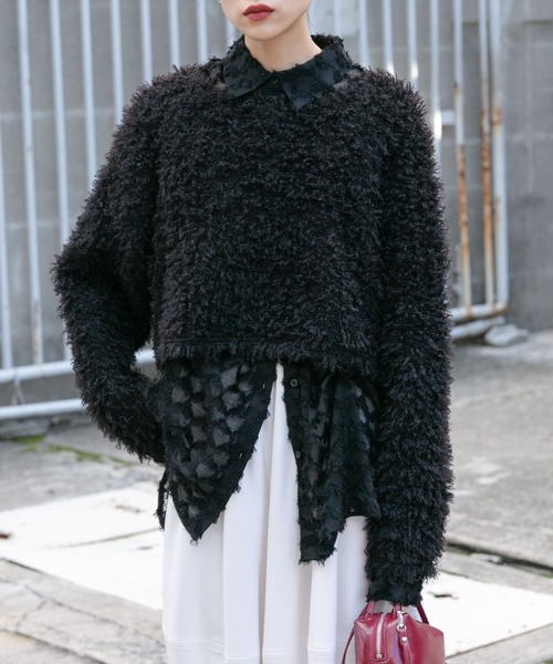 KBF（ケイビーエフ）の「フロントギャザーフェザーシャツ（シャツ/ブラウス・レディース・ブラック/オフホワイト/ブルー・ONE）」の20枚目の写真