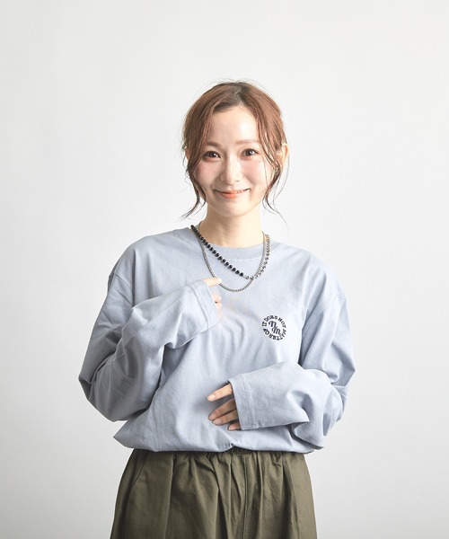 B'day(ビーデイ)の「ヘヴィウェイト天竺 刺繍 長袖 クルーネック(Tシャツ/カットソー・レディース・サックスブルー/ブラック/ホワイト・LARGE/MEDIUM)」の12枚目の写真