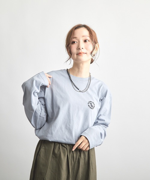 B'day(ビーデイ)の「ヘヴィウェイト天竺 刺繍 長袖 クルーネック(Tシャツ/カットソー・レディース・サックスブルー/ブラック/ホワイト・LARGE/MEDIUM)」の16枚目の写真
