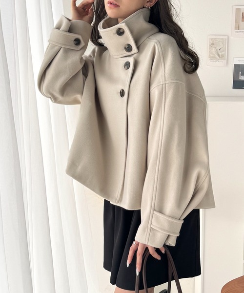 セール】1枚でぱっとトレンドシルエットに♪2wayスタンドカラー
