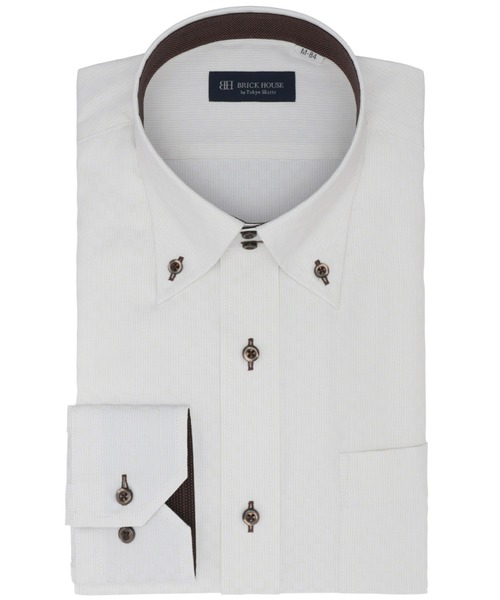 TOKYO SHIRTS(トウキョウシャツ)の「透け防止 形態安定ノーアイロン ドゥエボットーニ 長袖ビジネスワイシャツ(ビジネスシャツ・メンズ・ライトベージュ・首回り39cm-裄丈80cm/首回り39cm-裄丈84cm/首回り41cm-裄丈82cm/首回り41cm-裄丈86cm/首回り42cm-裄丈82cm/首回り42cm-裄丈86cm/首回り43cm-裄丈86cm/首回り37cm-裄丈80cm/首回り43cm-裄丈82cm)」の1枚目の写真