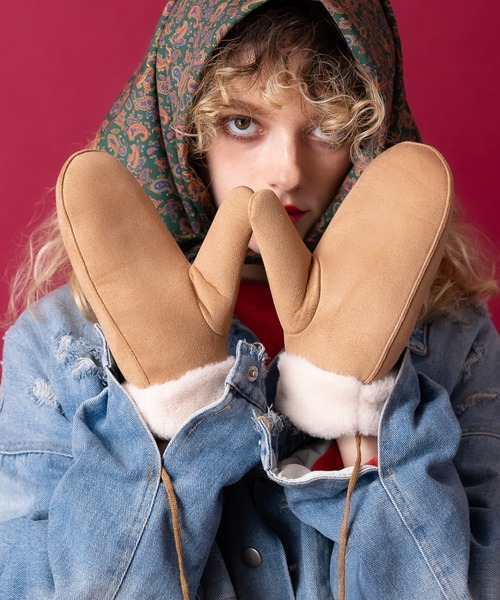 クロエ　ミトン　手袋　グローブ　ブラウン　キャメル　ボア　ムートン　キッズ　アグ クロエ ミトン 手袋 グローブ ブラウン キャメル ボア ムートン