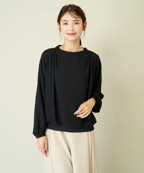 a.v.v(アーヴェヴェ)の「ドレープネックシアートップス(Tシャツ/カットソー・レディース・アイボリー/ブラック・34/36/38/40/42)」の5枚目の写真