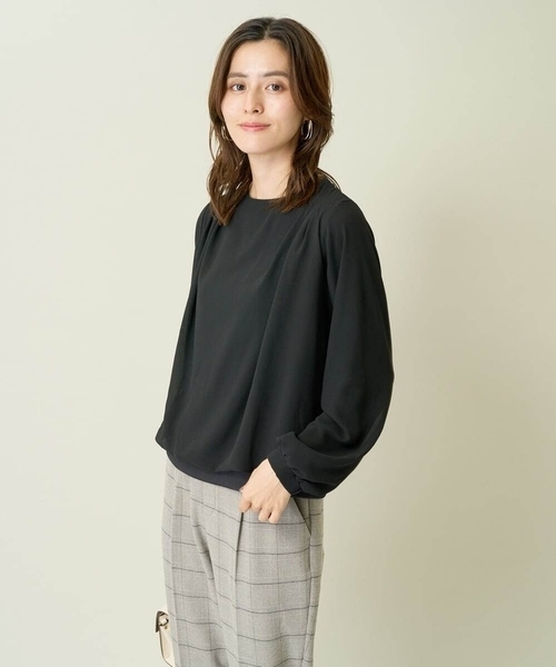 a.v.v(アーヴェヴェ)の「ドレープネックシアートップス(Tシャツ/カットソー・レディース・アイボリー/ブラック・34/36/38/40/42)」の10枚目の写真