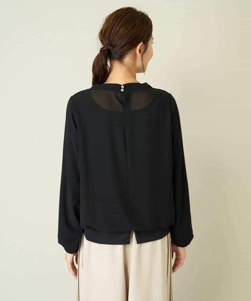 a.v.v(アーヴェヴェ)の「ドレープネックシアートップス(Tシャツ/カットソー・レディース・アイボリー/ブラック・34/36/38/40/42)」の16枚目の写真