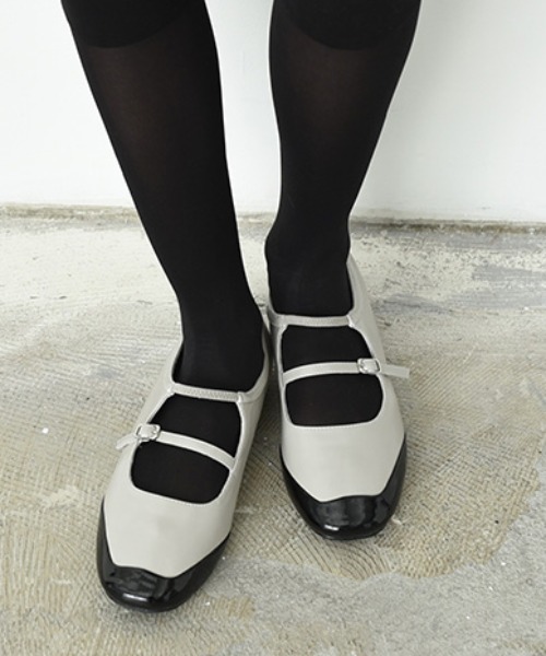 ABC-MART(G[r[V[}[g)ABC SELECT G[r[V[ZNg 2BELT TOE CAP FLAT 2xggDLbvtbg W7054 GRAY(pvX)