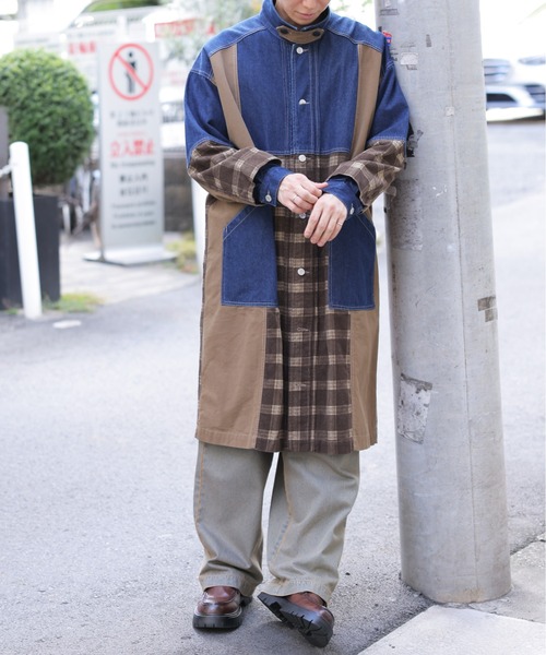 DOUBLE NAME（ダブルネーム）の「異素材MIXデニムコート/ユニセックス