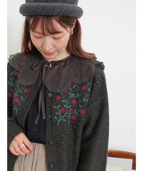 Samansa Mos2（サマンサ モスモス）の「【マカベアリス×Samansa Mos2】果物柄刺繍カーデ（カーディガン/ボレロ・レディース・チャコールグレー/ベージュ/モカ・F）」の13枚目の写真