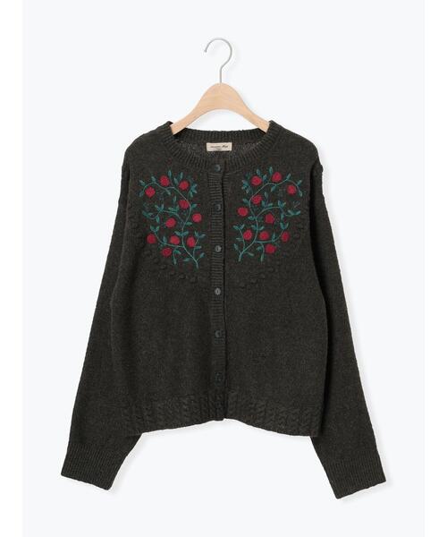 Samansa Mos2（サマンサ モスモス）の「【マカベアリス×Samansa Mos2】果物柄刺繍カーデ（カーディガン/ボレロ・レディース・チャコールグレー/ベージュ/モカ・F）」の4枚目の写真