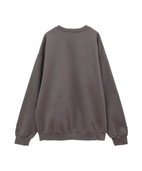 【bushi.k】コンバーストウキョウ　ダメージスウェット　グレー CONVERSE TOKYO（コンバーストウキョウ）の「DAMAGED CAT LOGO SWEAT